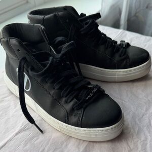 Valentino Black Leather High-Top Sneakers